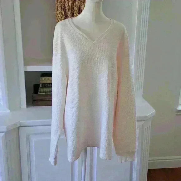 INC V neck Pullover Sweater Top -  Color: Cream - Size: XXL - Picture 1 of 9